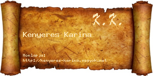 Kenyeres Karina névjegykártya